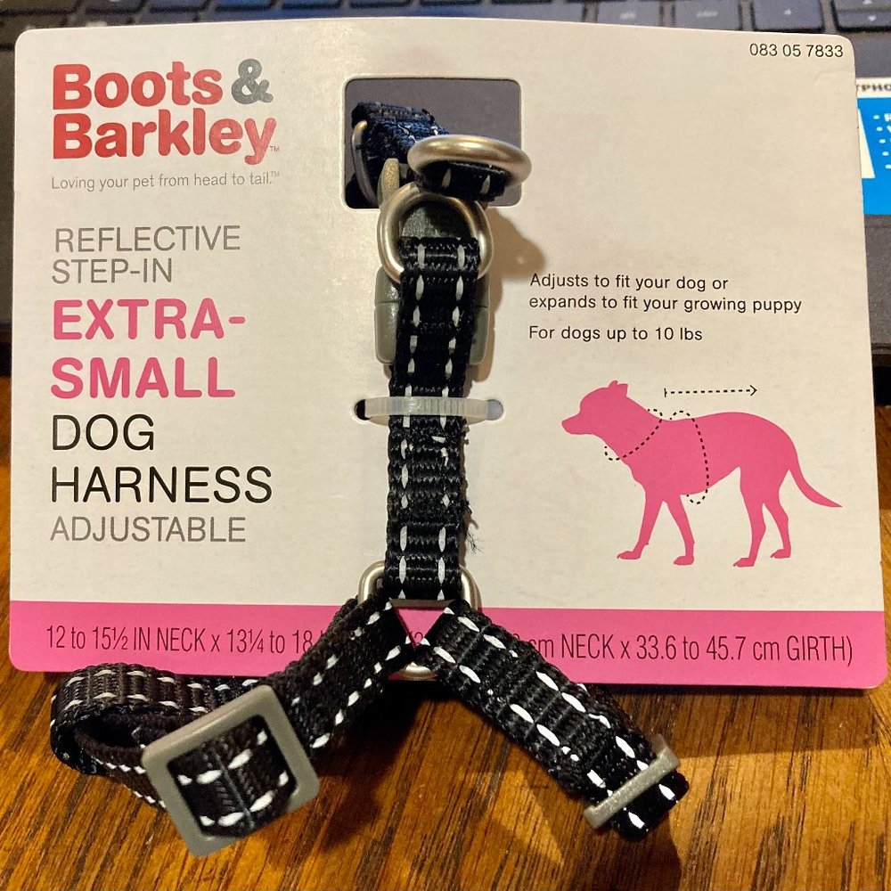 Boots & Barkley Black X-Small Core Reflective Dog Harness